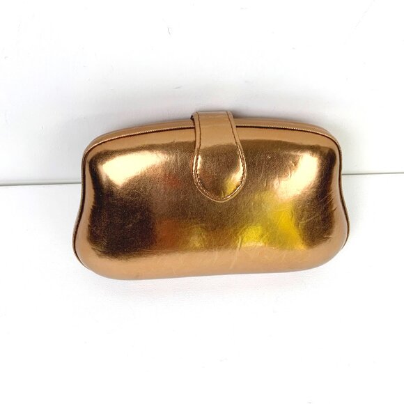 Vintage La Regale Rose Gold Clutch Hard Case Crossbody Chain Strap - Picture 15 of 16